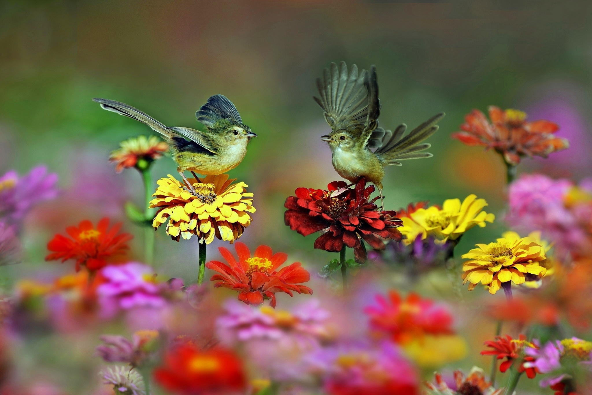 Fond d écran oiseaux et fleurs