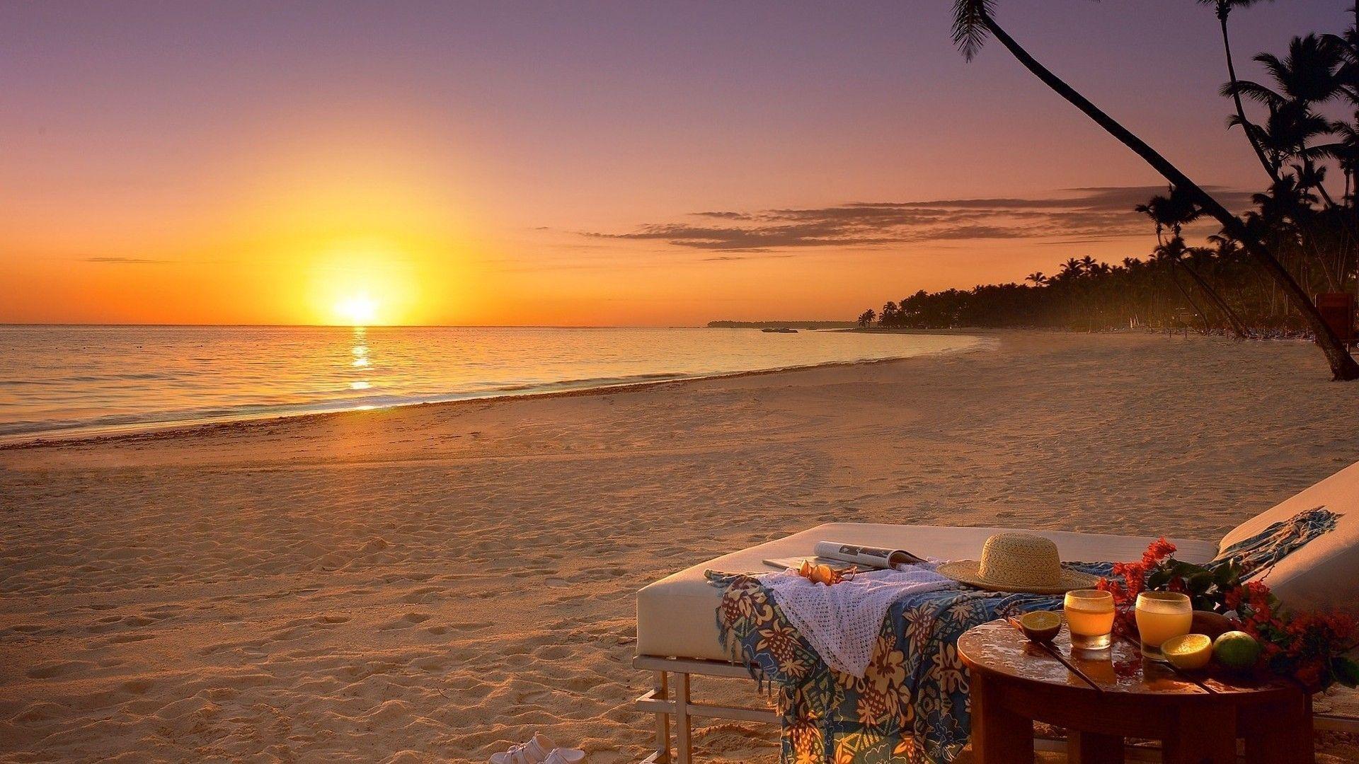 fond d écran coucher de soleil sur la plage
