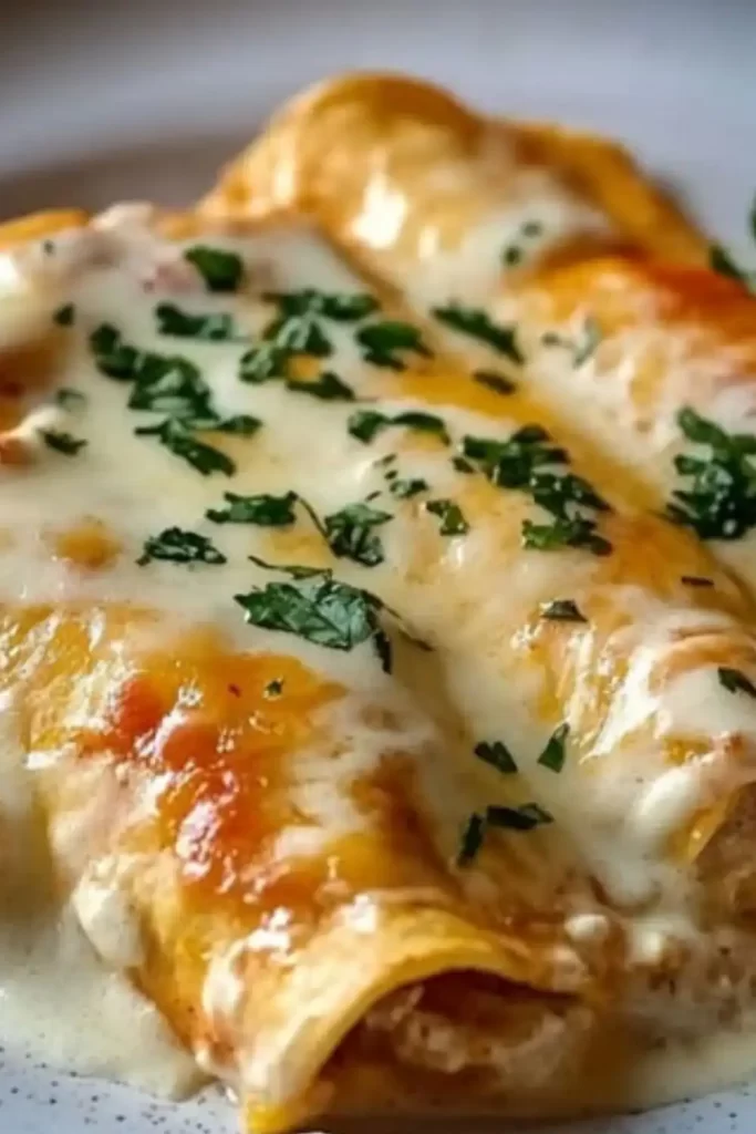 Best Chicken Enchiladas with White Sauce